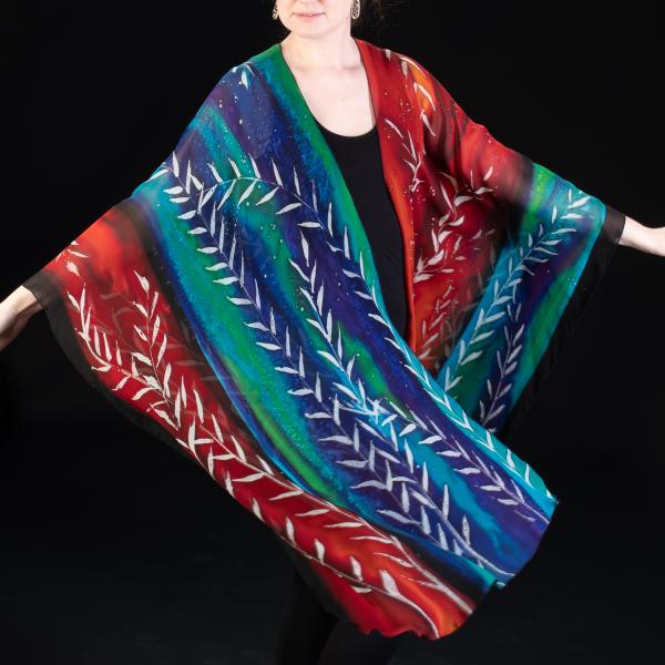 BAMBOO design Silk Chiffon Wrap - warms and cools picture