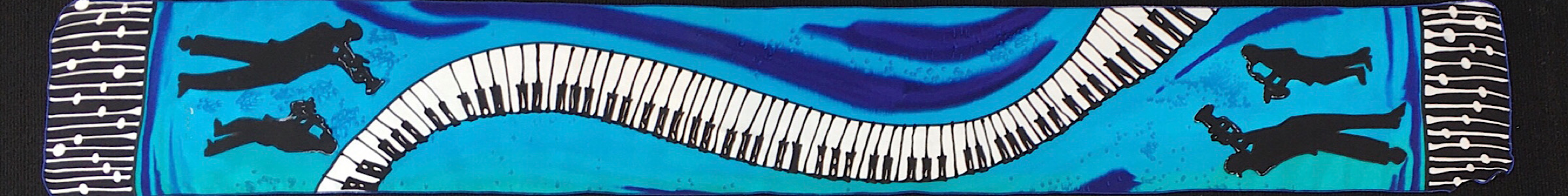 8" x 60"  BLUES PIANO scarf picture