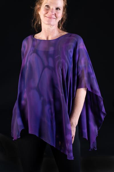 Silk Chiffon Poncho - purple picture