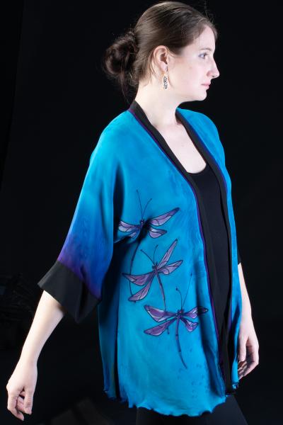 Hand Painted Silk Jacket in DRAGONFLY design