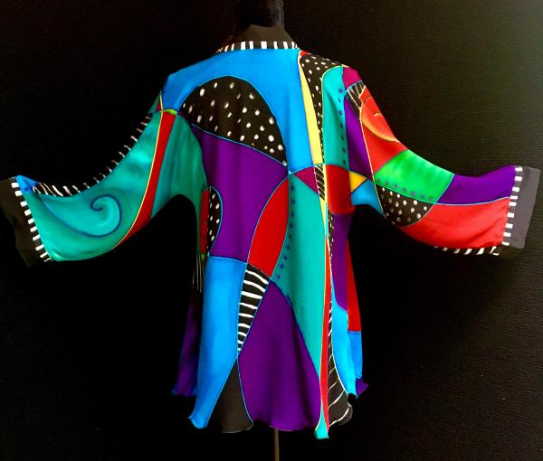 Hand Painted Silk Jacket in Abstract design picture