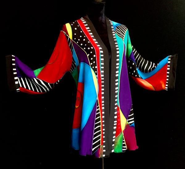 Hand Painted Silk Jacket in Abstract design picture