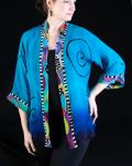 Hand Painted Silk Jacket in BLUE DRAMA design