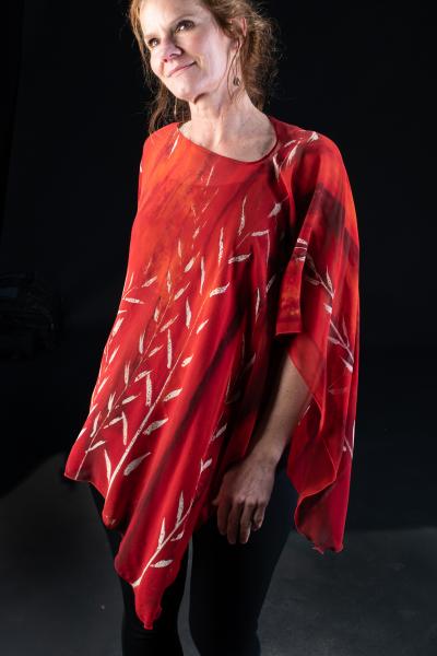 BAMBOO design Silk Chiffon Poncho picture