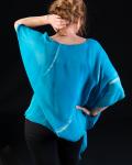 Turquoise Swirls Silk Chiffon Magyar Top