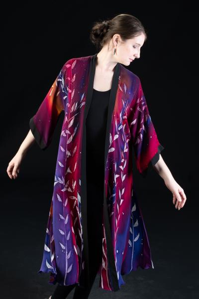 Long Hand Painted Silk Bamboo motif Jacket picture