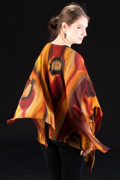 Earth tones Silk Chiffon Poncho picture