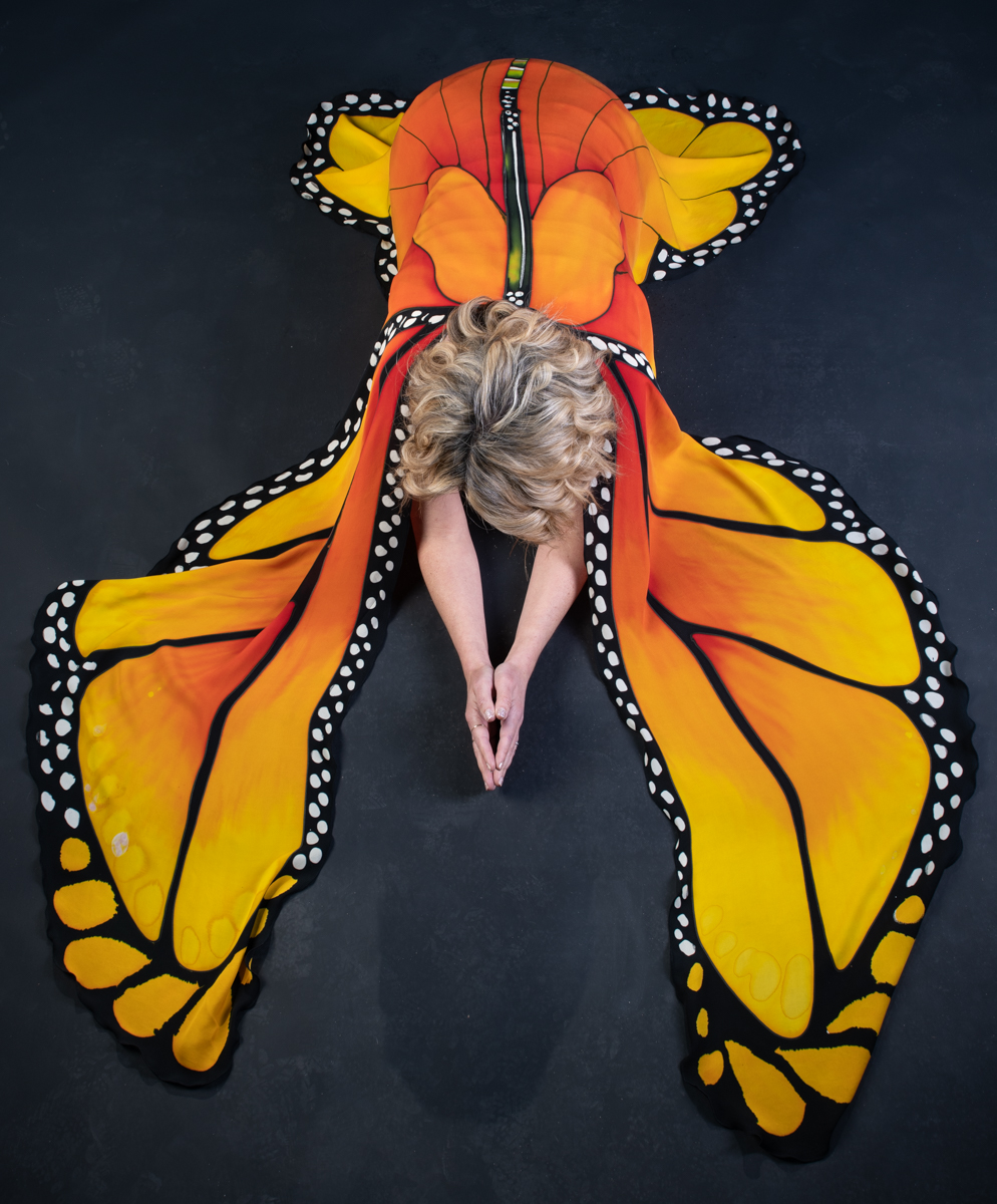 Long Hand Painted Silk Monarch Butterfly picture