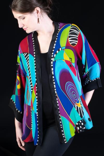 Hand Painted Silk Jacket in JAZZ PIANO design picture