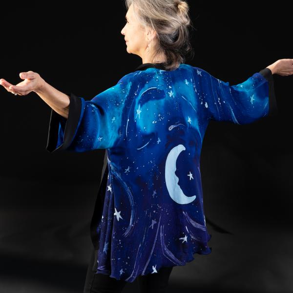Hand Painted Silk Jacket in STARS AND MOON design