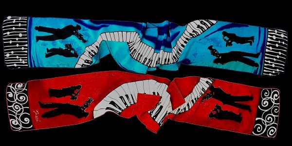 8" x 60"  BLUES PIANO scarf picture