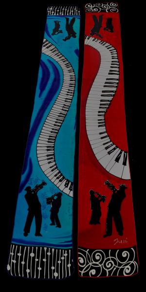 8" x 60"  BLUES PIANO scarf picture