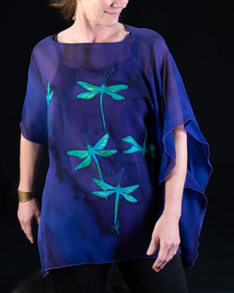 DRAGONFLY Silk Chiffon Poncho picture