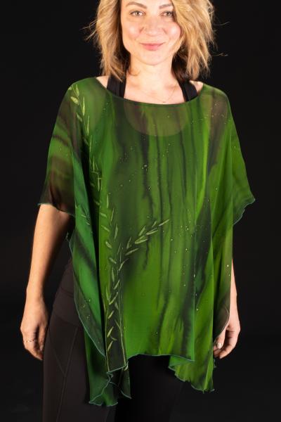 BAMBOO design Silk Chiffon Poncho picture