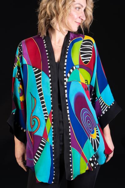 Hand Painted Silk Jacket in JAZZ PIANO design picture