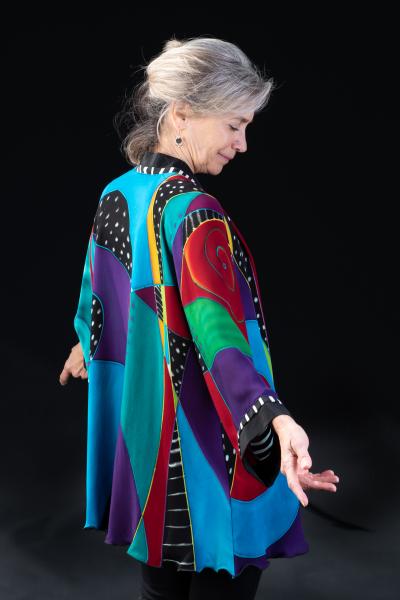 Hand Painted Silk Jacket in Abstract design picture