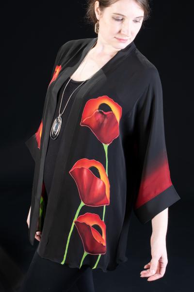 Hand Painted Silk Jacket in POPPY design picture