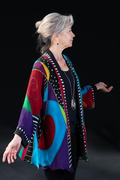 Hand Painted Silk Jacket in Abstract design