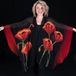 Red Poppy Silk Chiffon Wrap