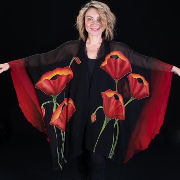 Red Poppy Silk Chiffon Wrap