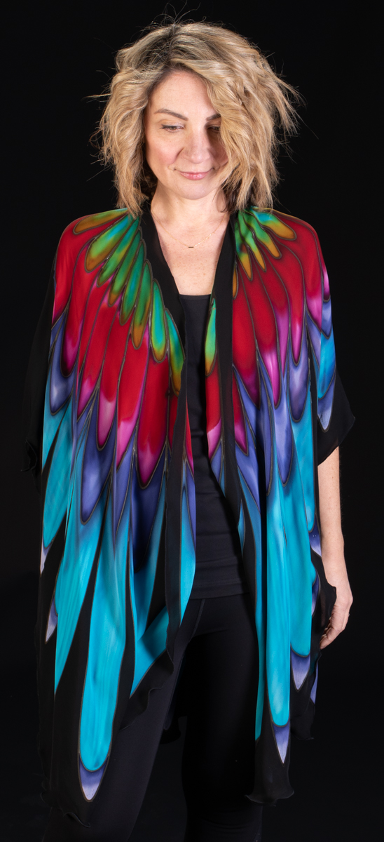 Fire Bird - Hand Painted Silk Bird Wrap picture