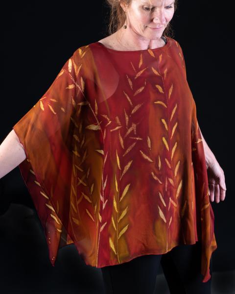 BAMBOO design Silk Chiffon Poncho picture