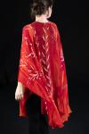 BAMBOO design Silk Chiffon Wrap - reds
