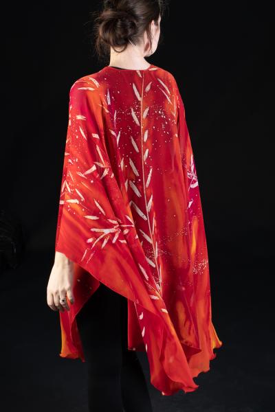 BAMBOO design Silk Chiffon Wrap - reds picture