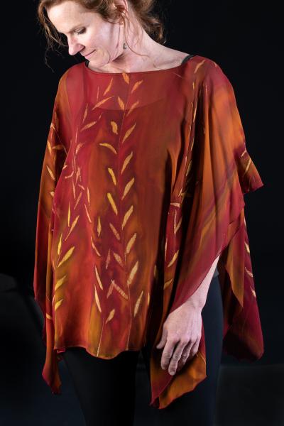 BAMBOO design Silk Chiffon Poncho picture