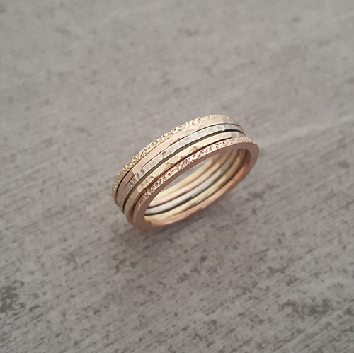 14k Gold Thin Stack Set (5 Bands) picture
