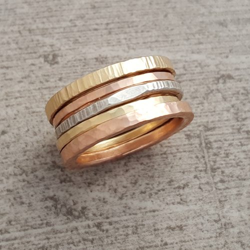 14k Gold Stack Ring Set of 5 picture