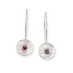 Single Flower Earrings with Rhodolite Garnet