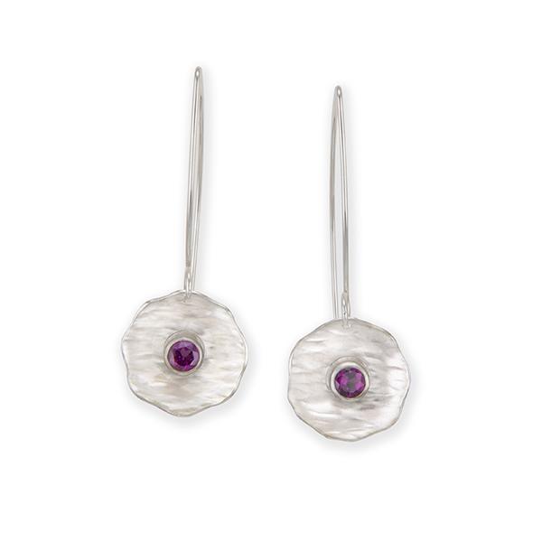 Single Flower Earrings with Rhodolite Garnet picture