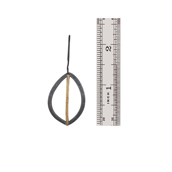 Hollow Leaf Keumboo Earrings Oxidized - Large picture