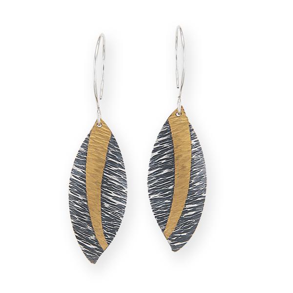 Long Leaf  Earrings with 24K Gold