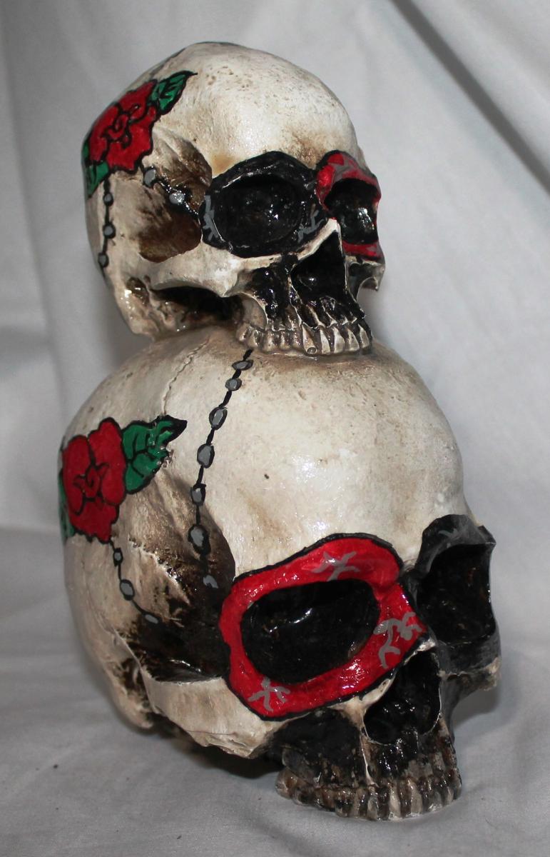 Painted Double Resin Skull picture