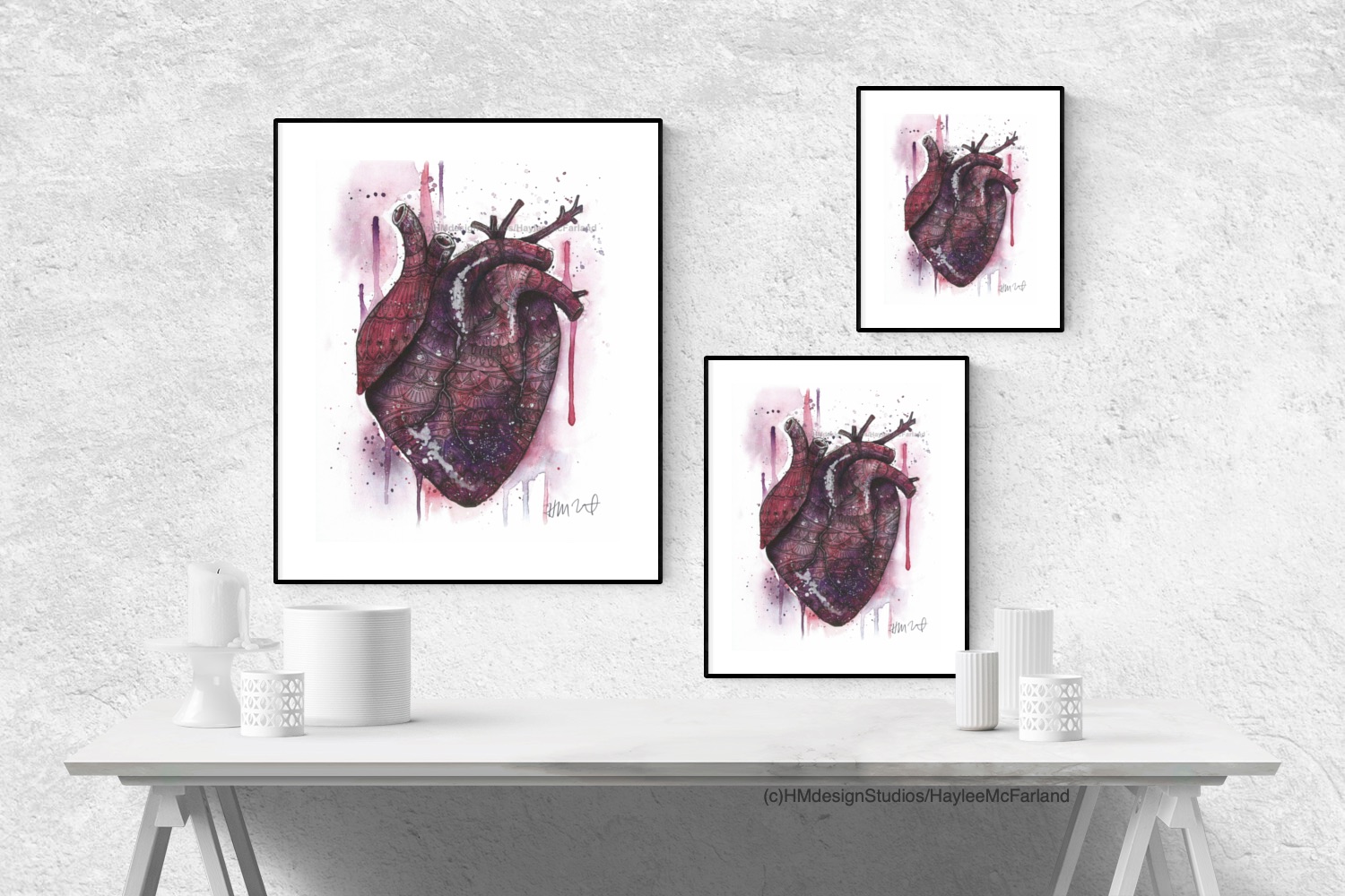 Cosmic Heart Print, Watercolor and Pen and Ink, by Haylee McFarland picture