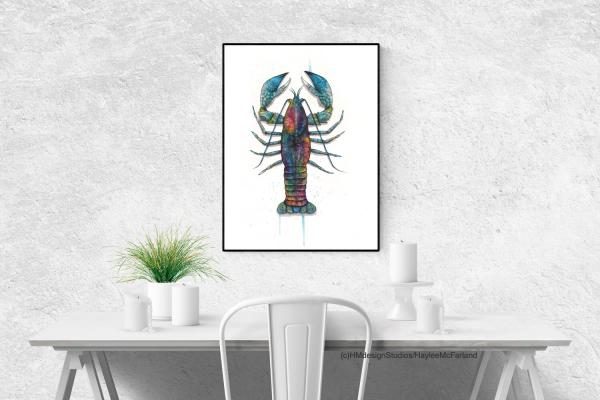 Cosmic Lobster, LIMITED EDITION PRINT, Watercolor and Pen and Ink, by Haylee McFarland picture
