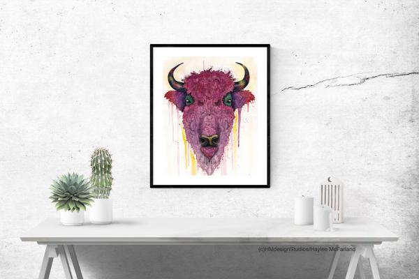 Cosmic Bison, LIMITED EDITION PRINT, Watercolor and Pen and Ink, by Haylee McFarland picture