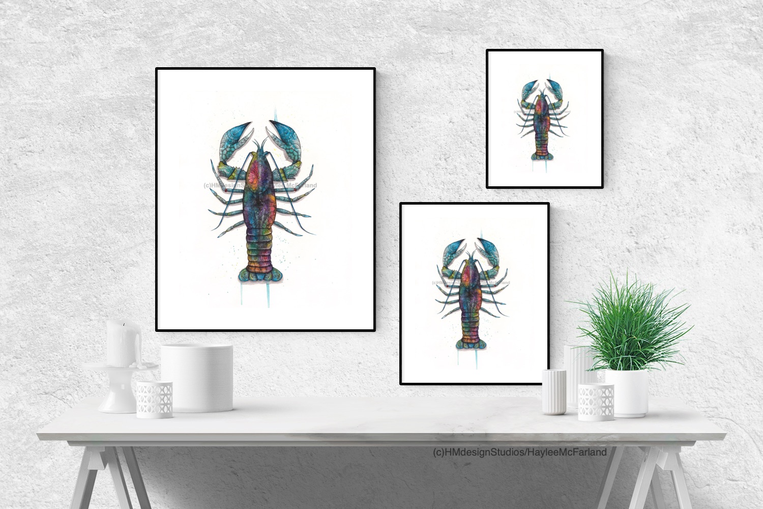 Cosmic Lobster Print, Watercolor and Pen and Ink, by Haylee McFarland picture