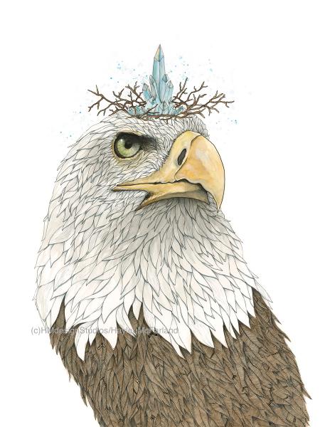 Eagle with Crown, LIMITED EDITION PRINT, Watercolor and Pen and Ink, by Haylee McFarland