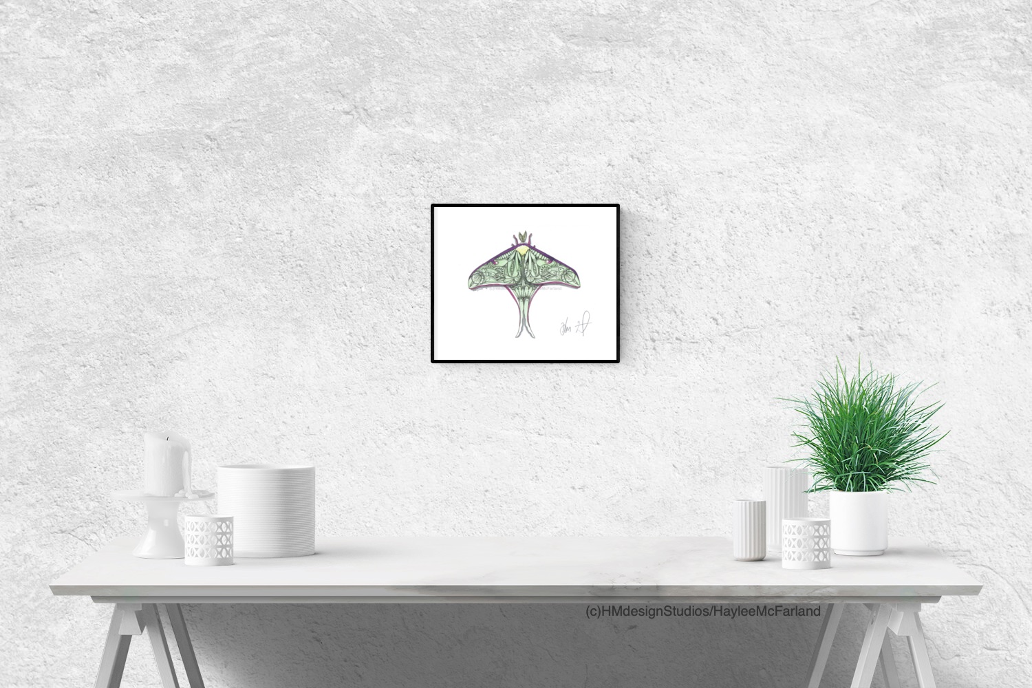 Luna Moth Print, Watercolor and Pen and Ink, by Haylee McFarland picture