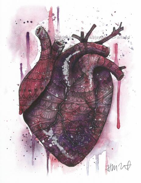 Cosmic Heart Print, Watercolor and Pen and Ink, by Haylee McFarland picture