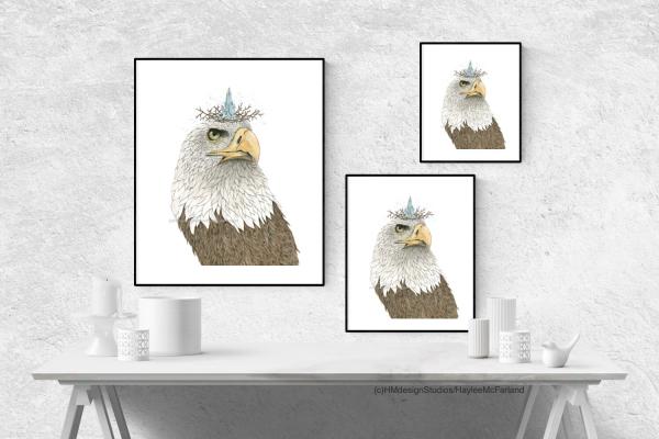 Eagle with Crown Print, Watercolor and Pen and Ink, by Haylee McFarland picture