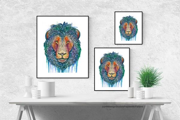 Cosmic Lion Print, Watercolor and Pen and Ink, by Haylee McFarland picture