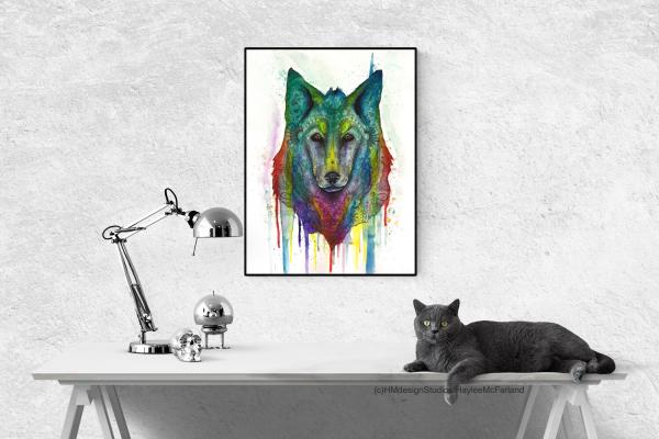 Cosmic Wolf, LIMITED EDITION PRINT, Watercolor and Pen and Ink, by Haylee McFarland picture