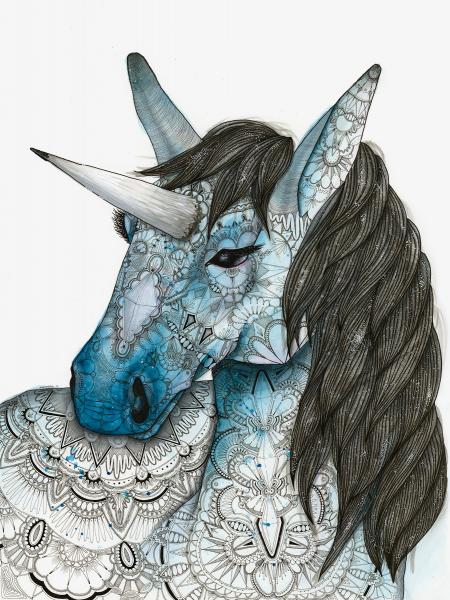 Cosmic Unicorn, LIMITED EDITION PRINT, Watercolor and Pen and Ink, by Haylee McFarland picture