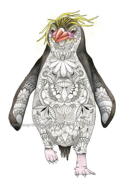 Penguin Print, Watercolor and Pen and Ink, by Haylee McFarland picture