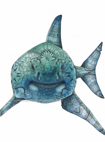 Shark, LIMITED EDITION PRINT, Watercolor and Pen and Ink, by Haylee McFarland picture