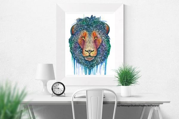 Cosmic Lion, LIMITED EDITION PRINT, Watercolor and Pen and Ink, by Haylee McFarland picture
